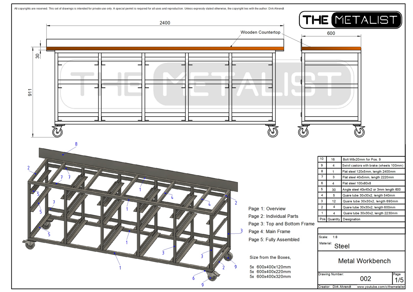 Metallwerkbank - Baupläne